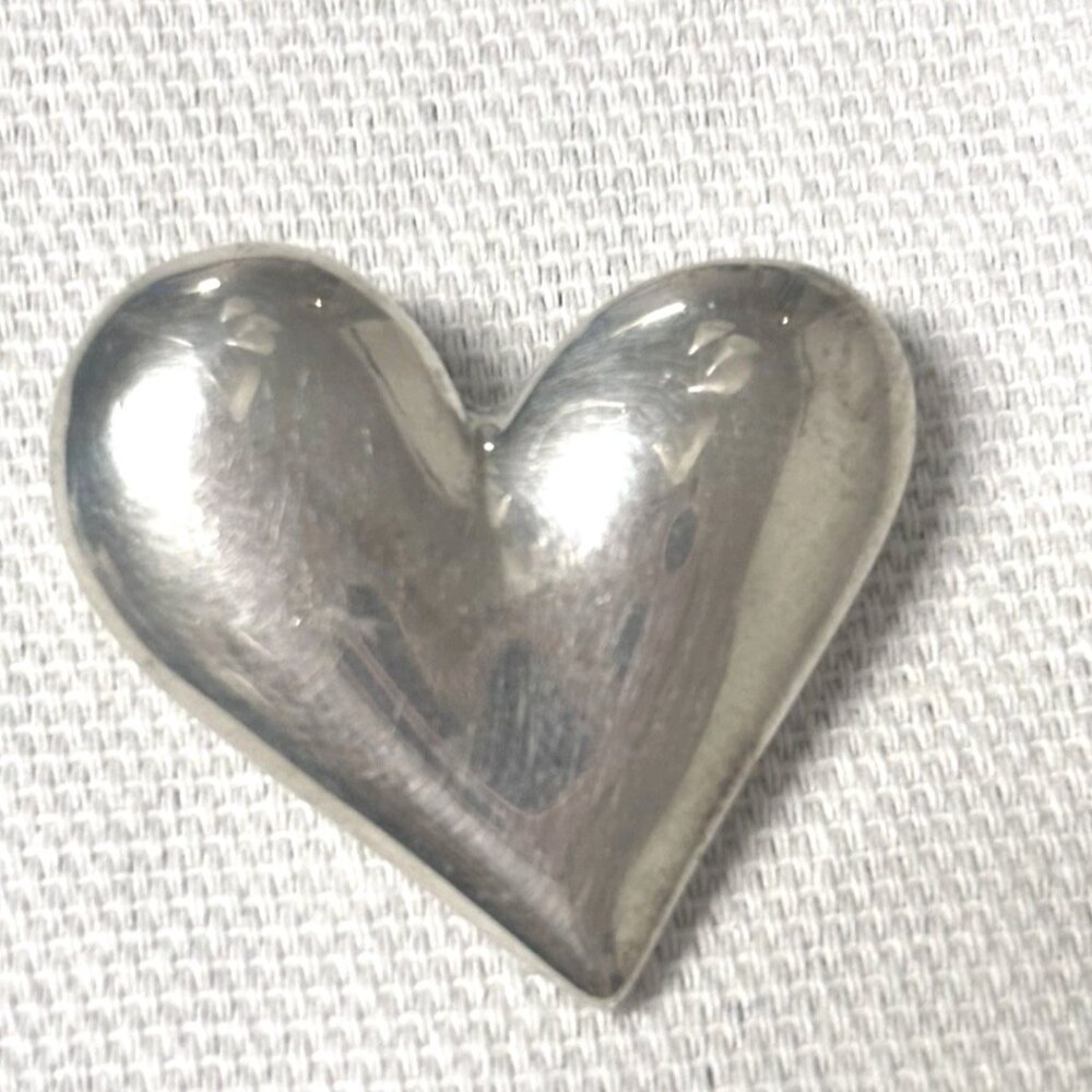 Solid Sterling Silver 925 Puffy Heart Pendant Charm 18 g
